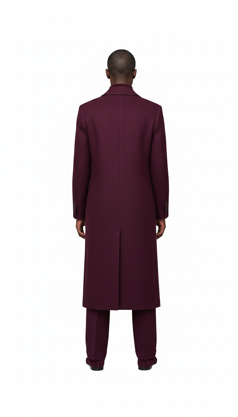 Terry Corbett New York Burgundy Wool Overcoat