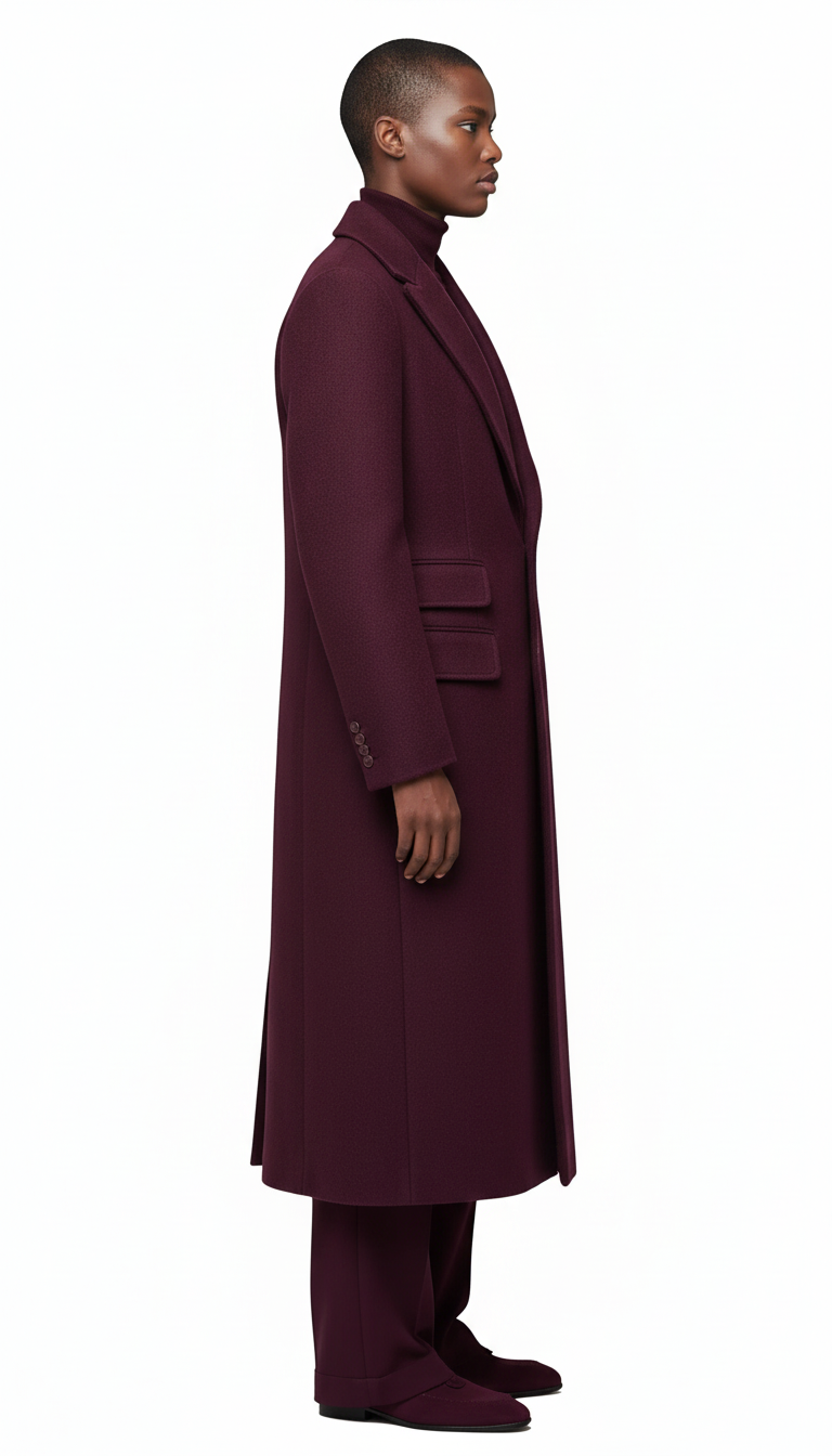 Terry Corbett New York Burgundy Wool Overcoat