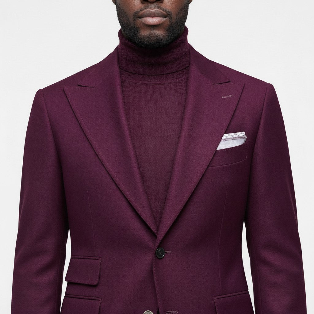 Terry Corbett New York Burgundy 2 Button Peak Lapel Suit