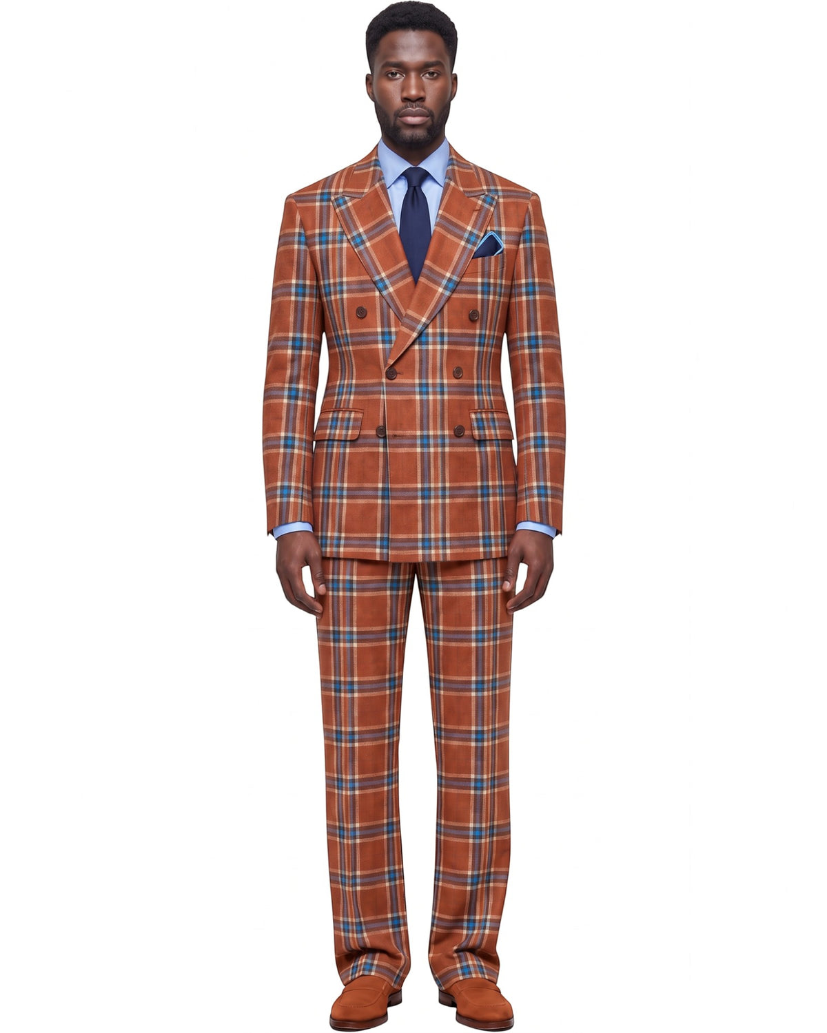 Terry Corbett New York Double Breasted Plaid Suit