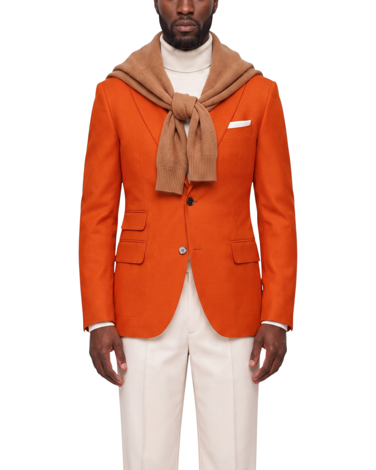 Terry Corbett New York Travel Jacket in Hermès Orange, styled look