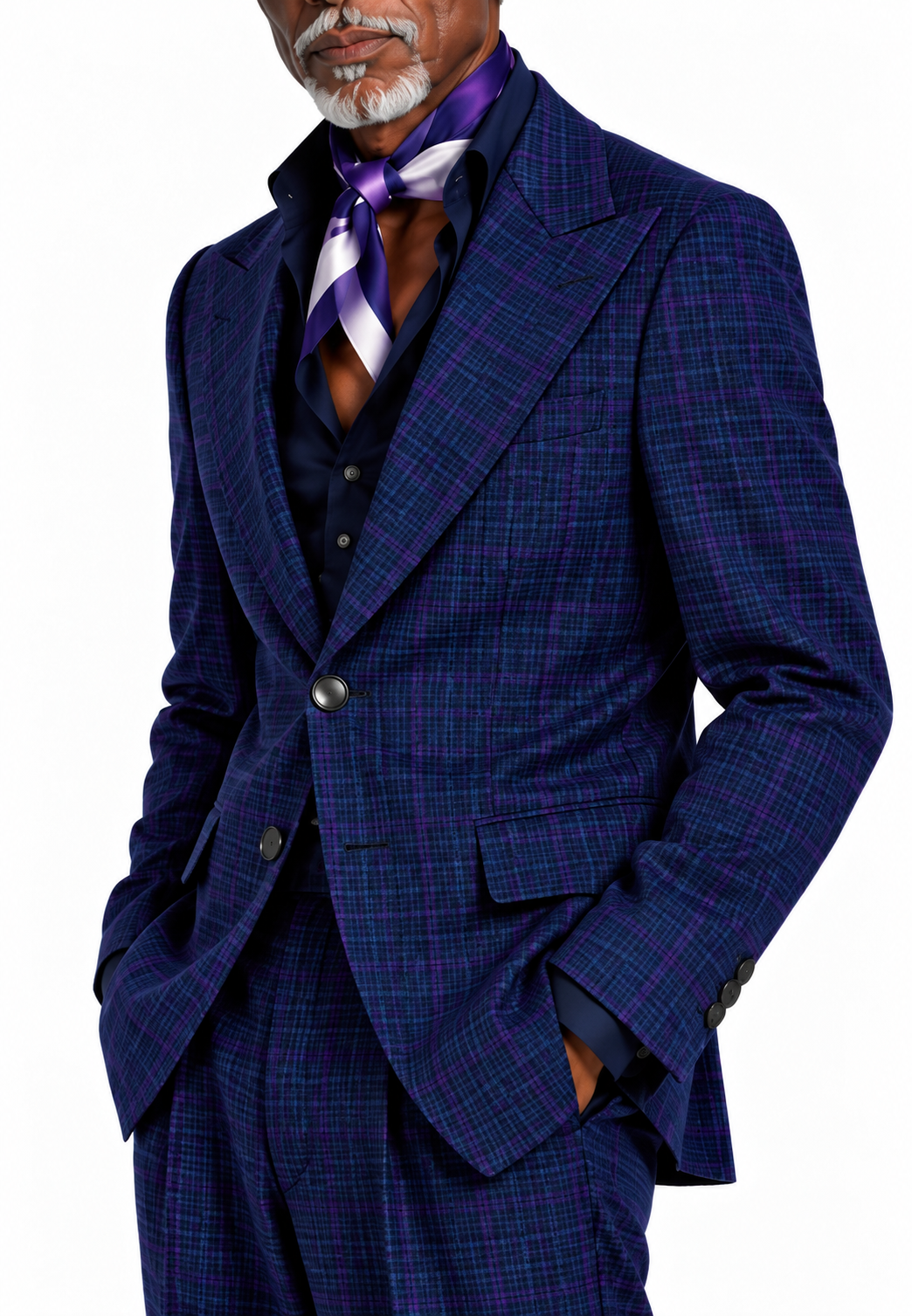 Terry Corbett New York Plaid 2 Button Peak Lapel Suit