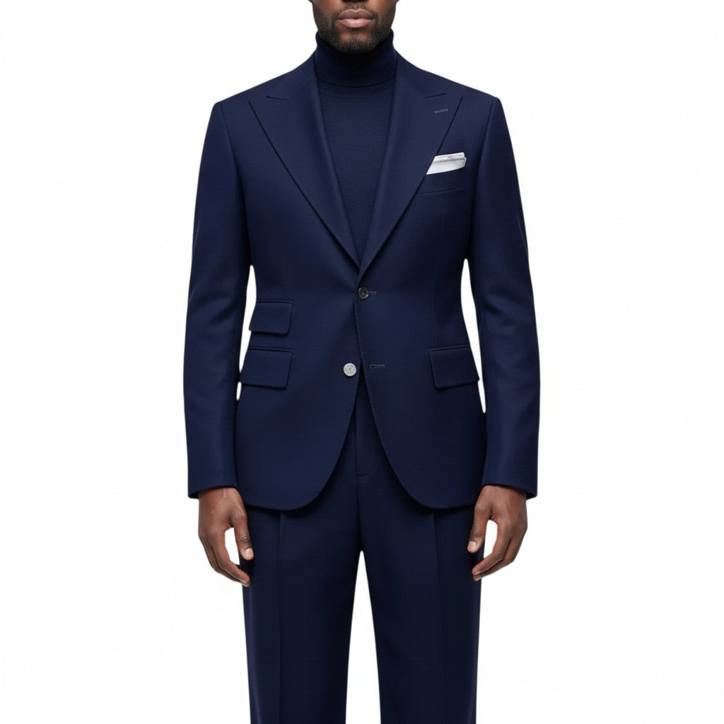 Terry Corbett New York Navy 2 Button Peak lapel Suit