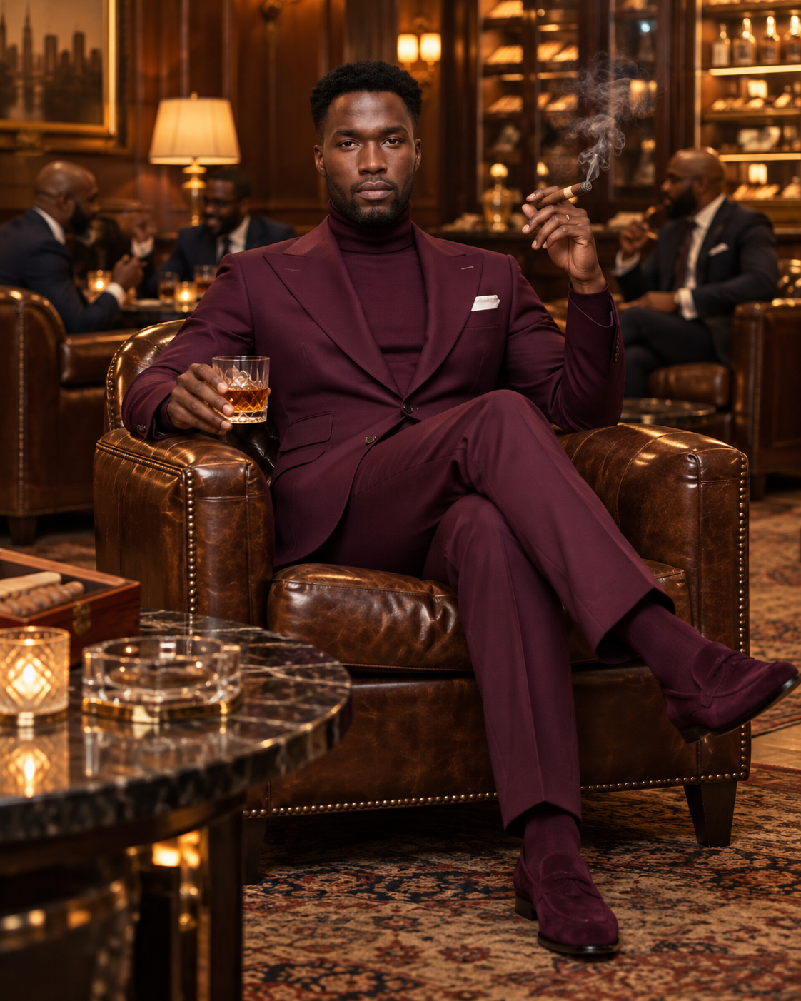 Terry Corbett New York Burgundy 2 Button Peak Lapel Suit