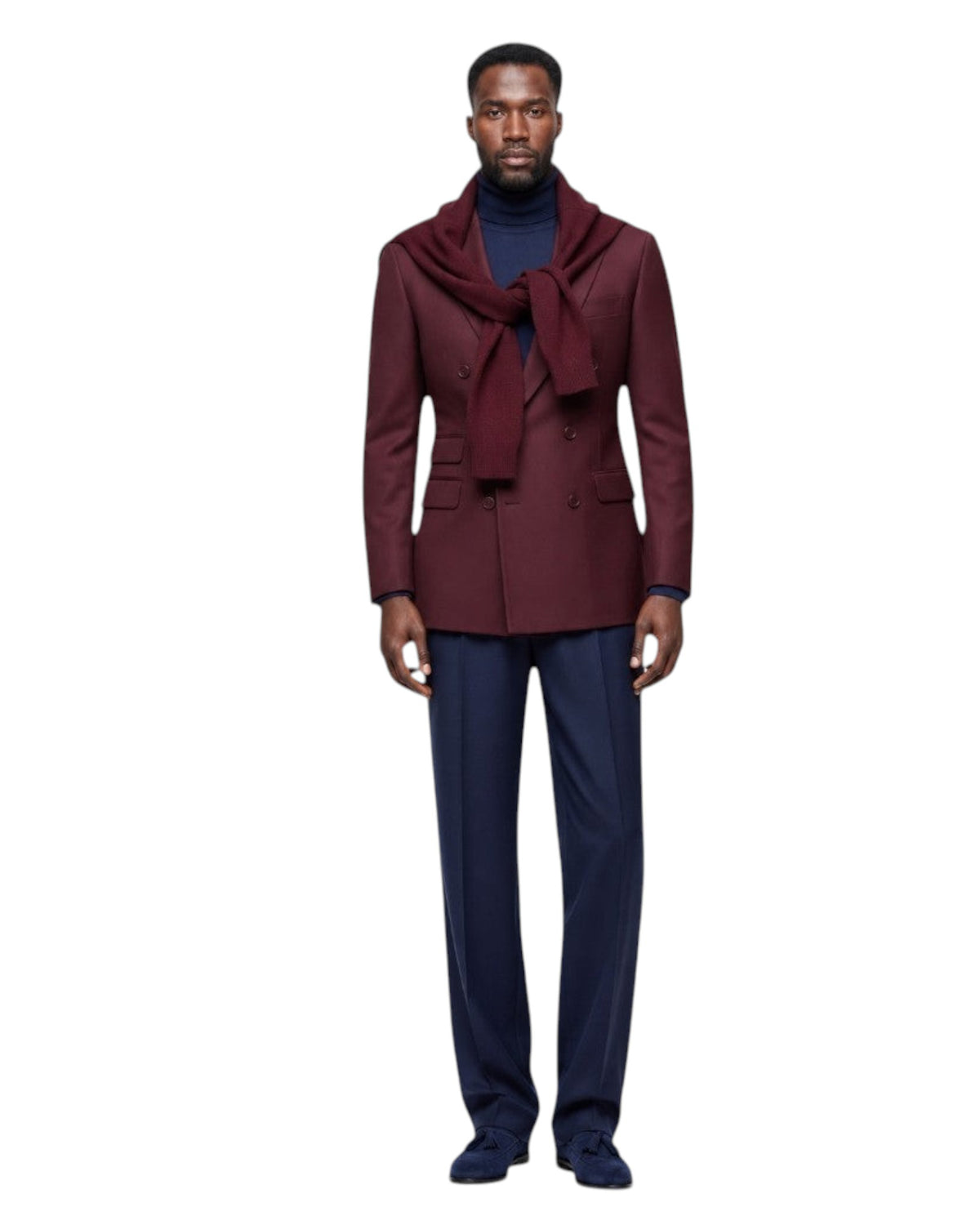 Terry Corbett New York 2 on 6 Burgundy Double Breasted Wool Blazer