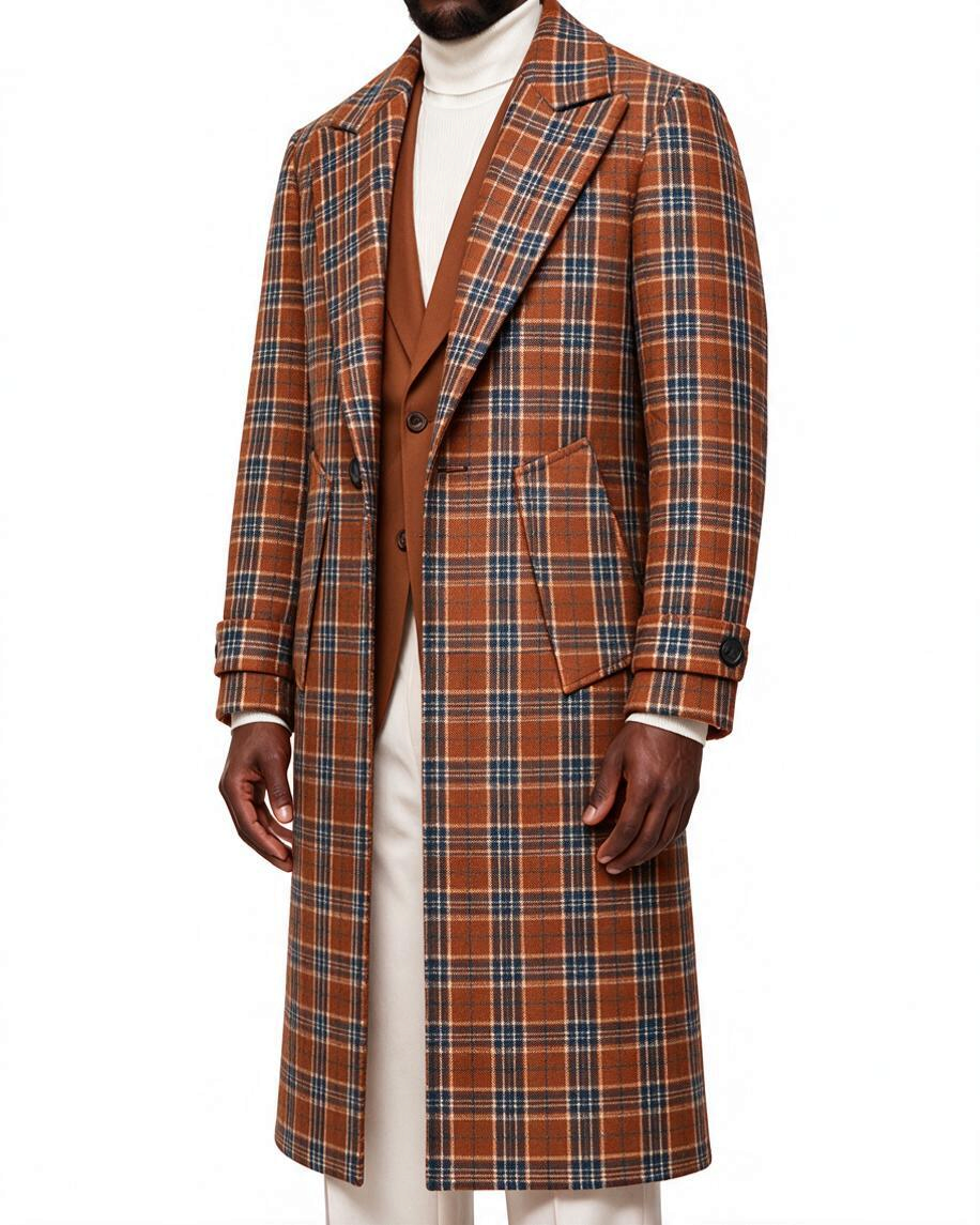 Terry Corbett New York Plaid Wool Travel Coat