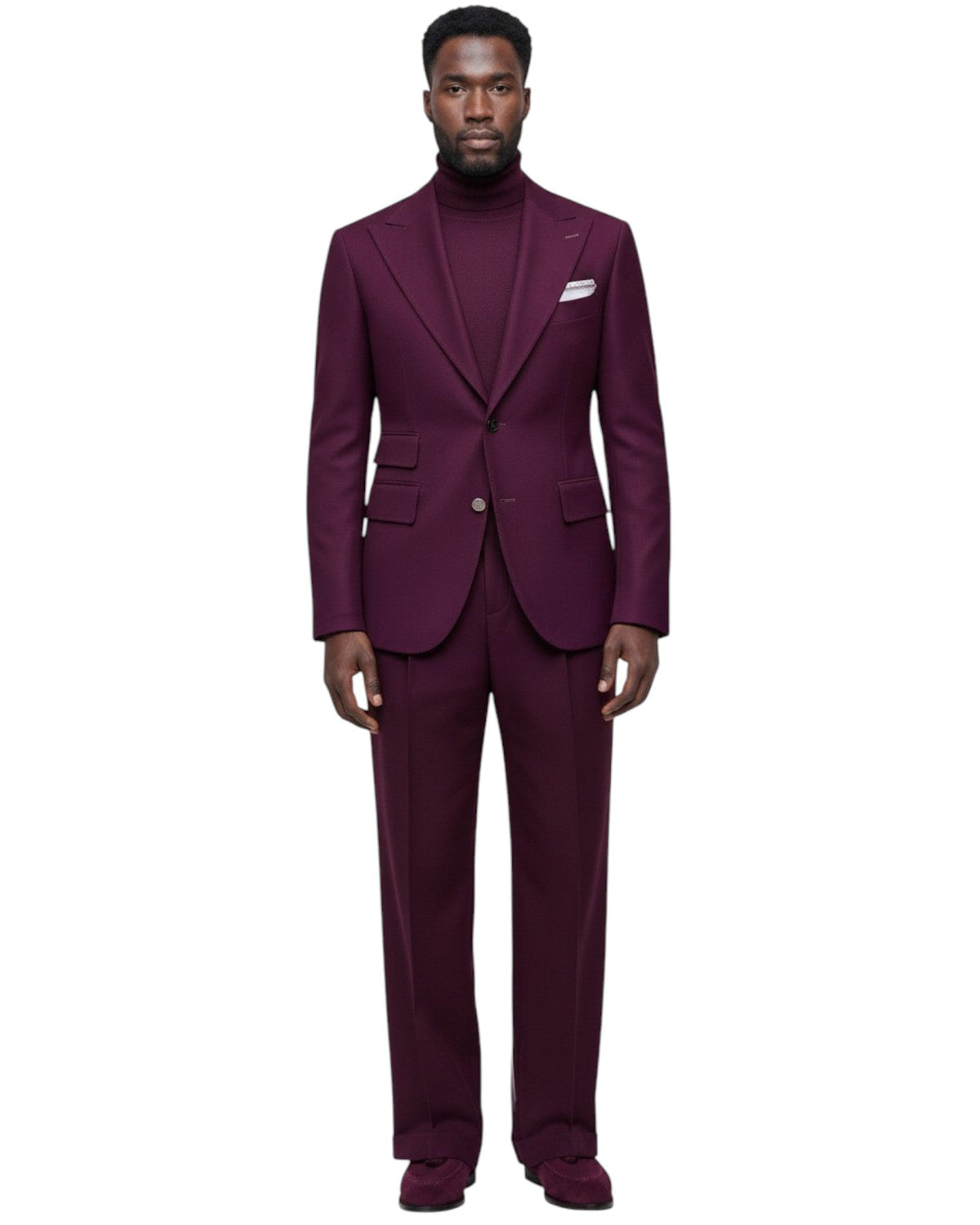 Terry Corbett New York Burgundy 2 Button Peak Lapel Suit