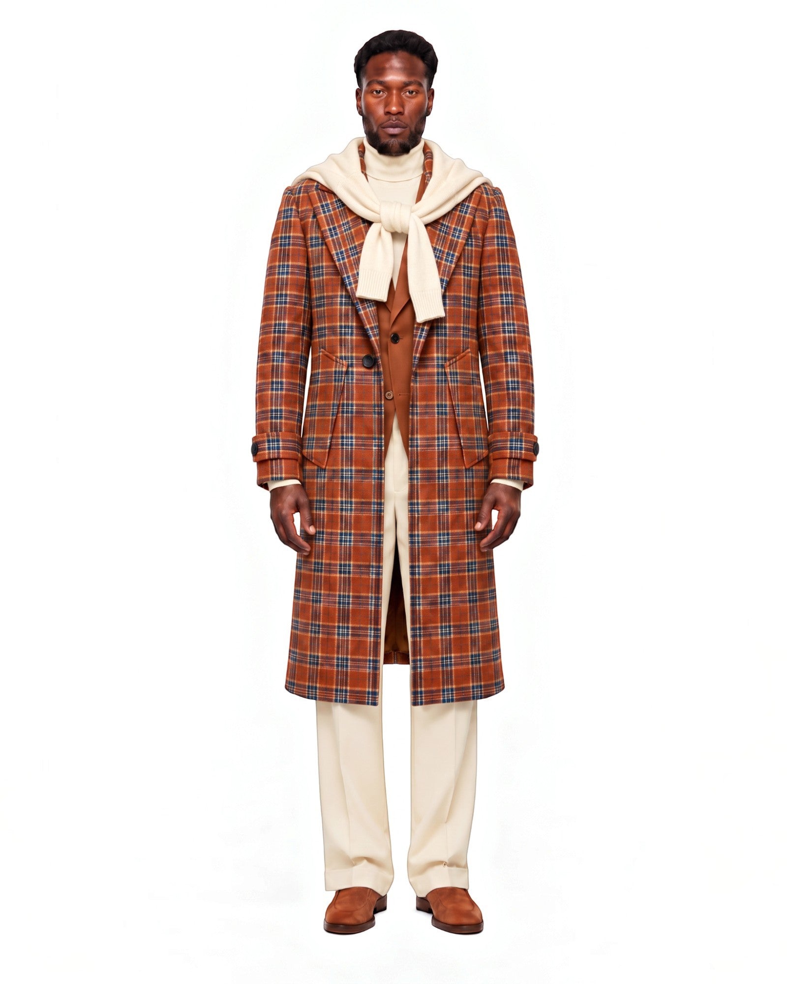Terry Corbett New York Plaid Wool Travel Coat