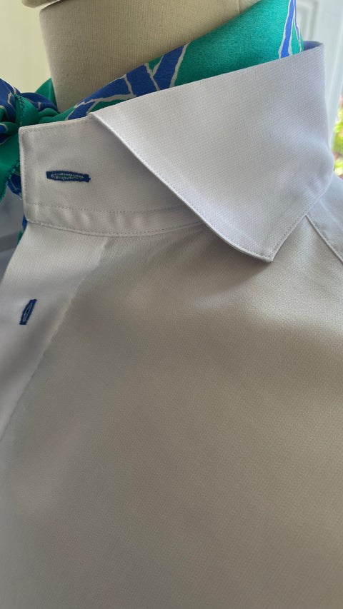 White Shirt / Blue Buttons